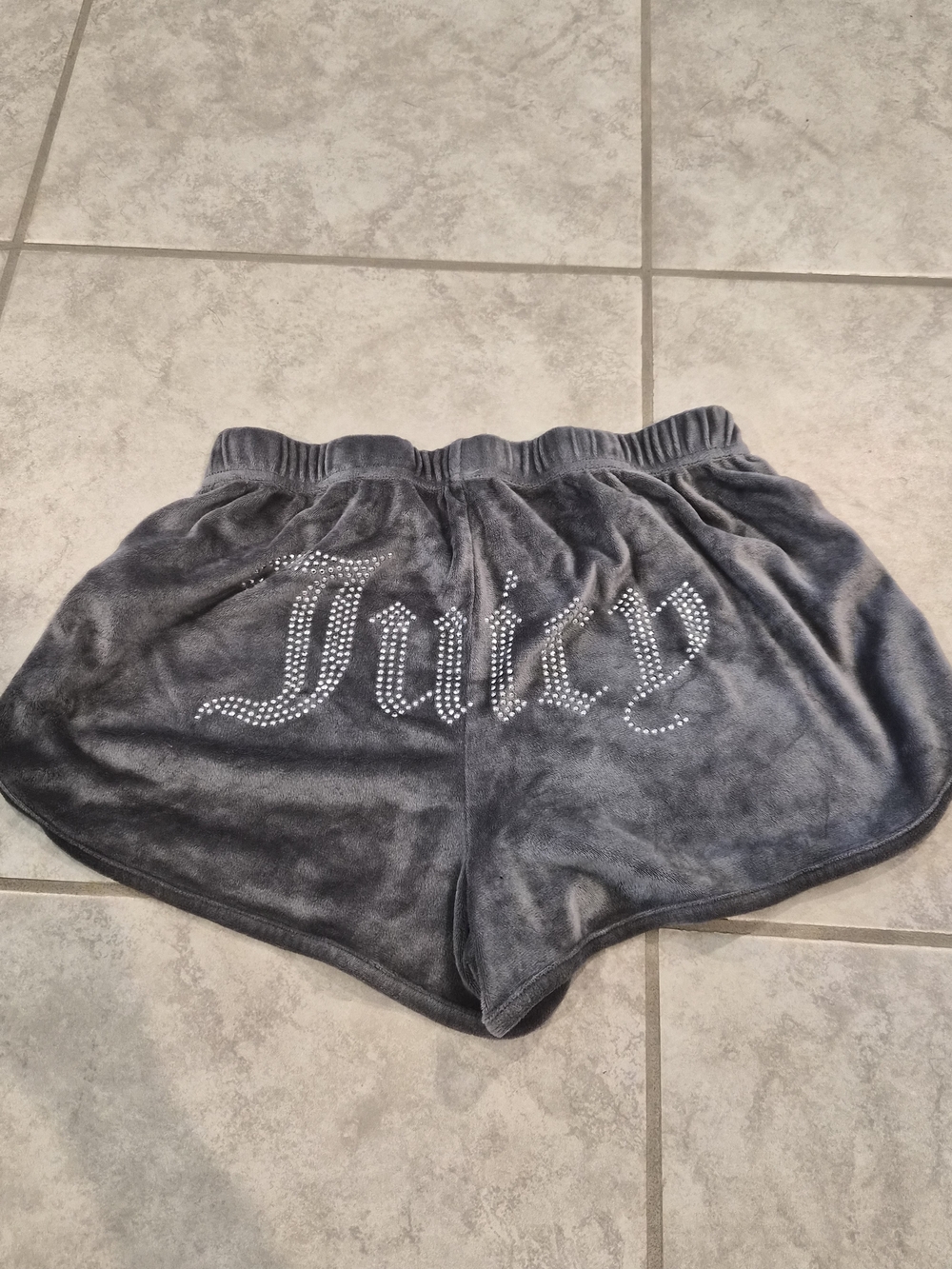 Juicy Couture Women's Gray Velour Logo Shorts